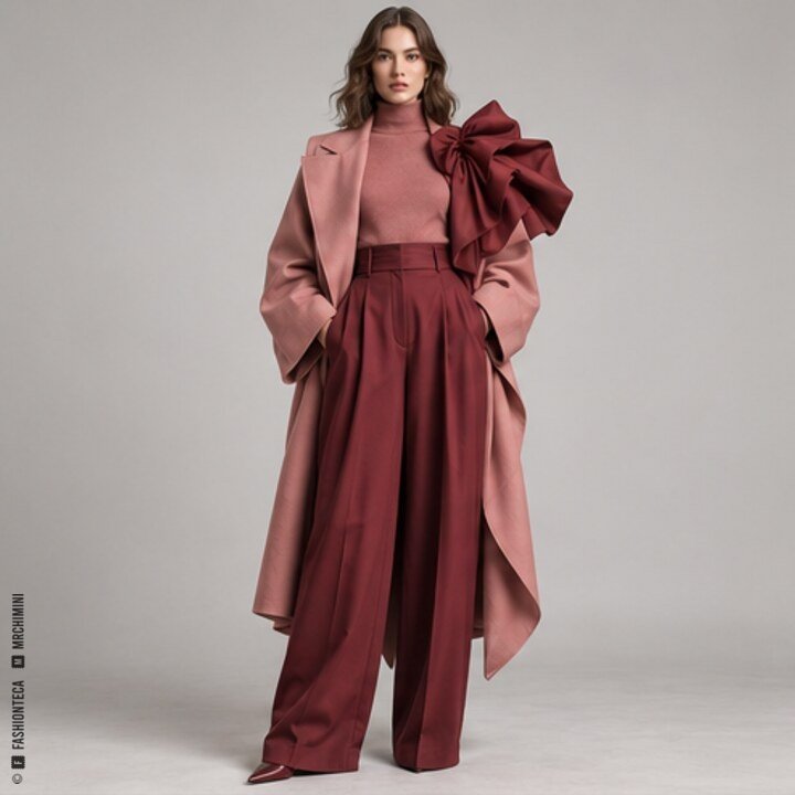 Look femenino en rosas y burdeos de una armonía monocromática