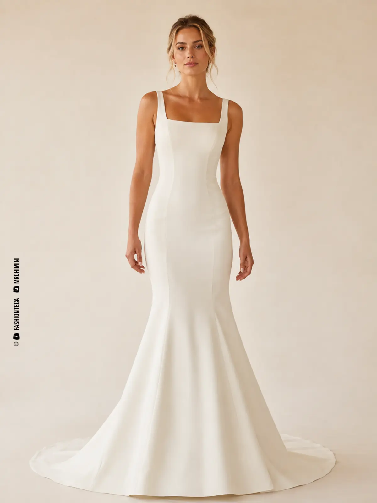 VESTIDO DE NOVIA TROMPETA — Moda Nupcial Vestido de novia trompeta ceñido hasta medio muslo y abierto gradualmente hacia el bajo.