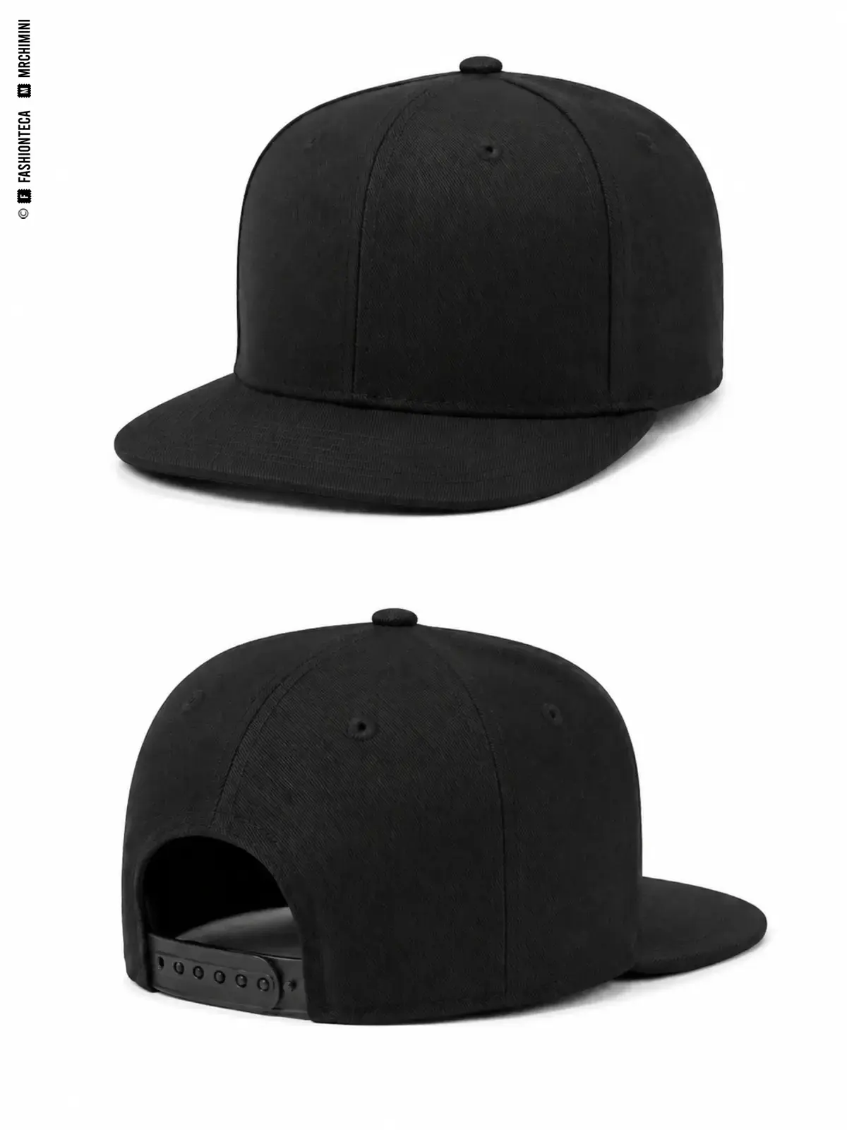 GORRA SNAPBACK: fotografía de producto con vista delantera y trasera sobre fondo blanco.