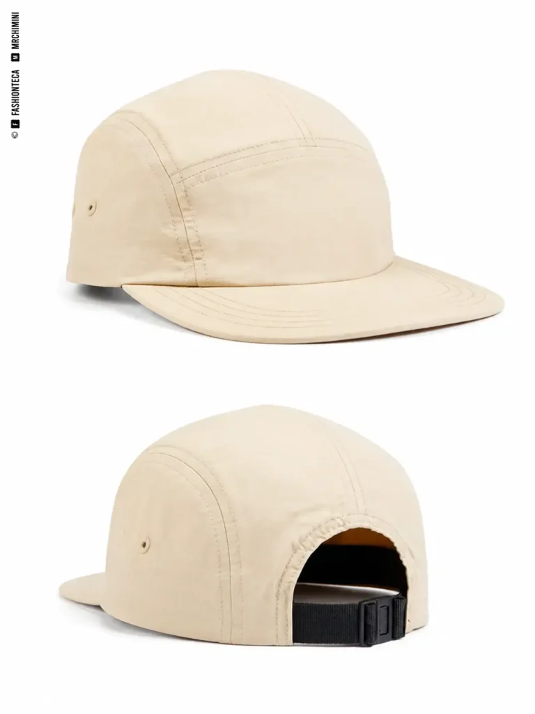GORRA DE CINCO PANELES: fotografía de producto con vista delantera y trasera sobre fondo blanco.
