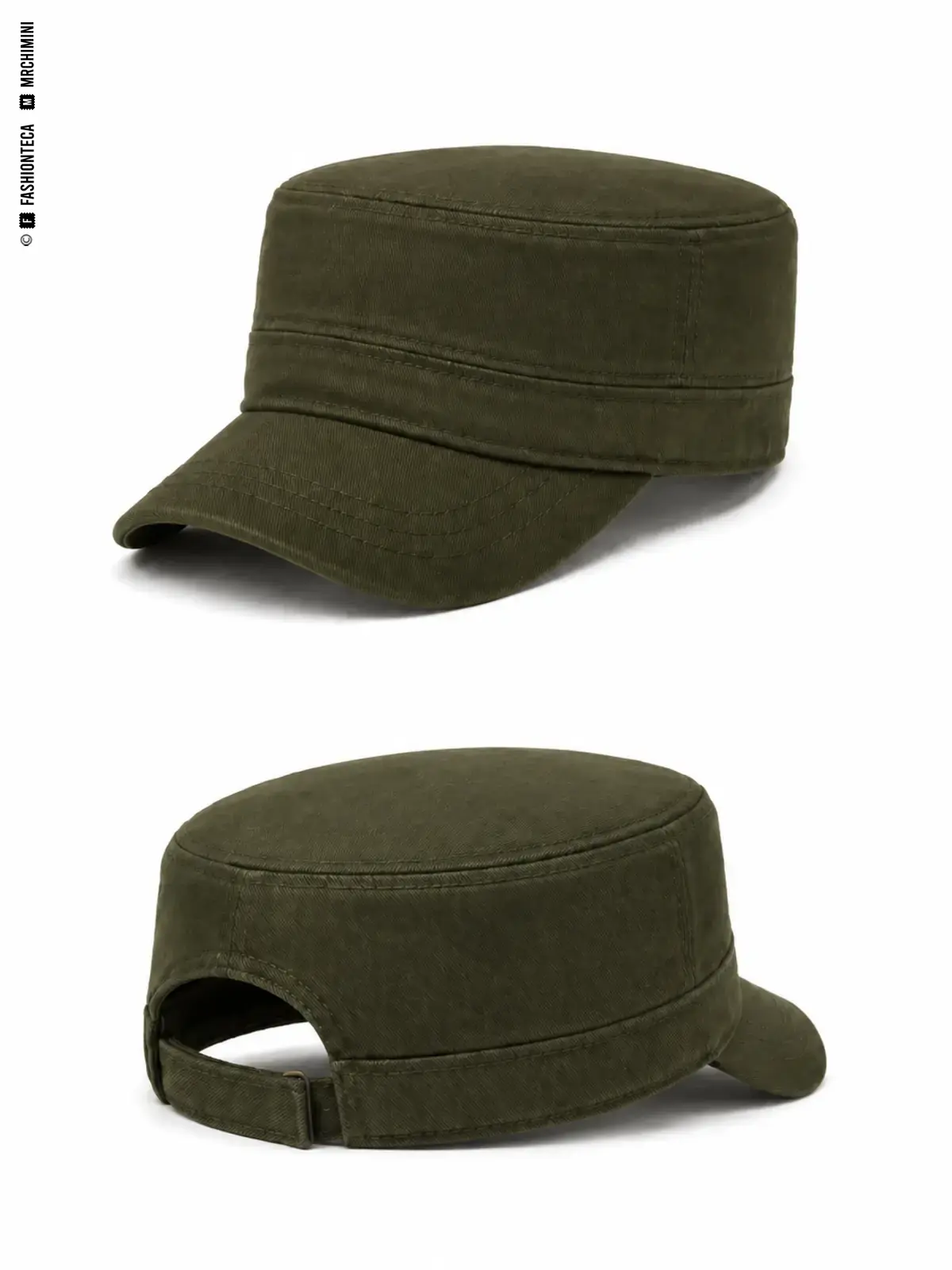 GORRA MILITAR: fotografía de producto con vista delantera y trasera sobre fondo blanco.