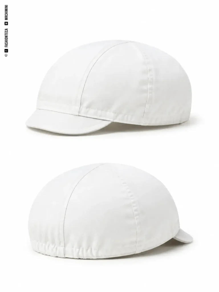 GORRA DE CICLISMO: fotografía de producto con vista delantera y trasera sobre fondo blanco.