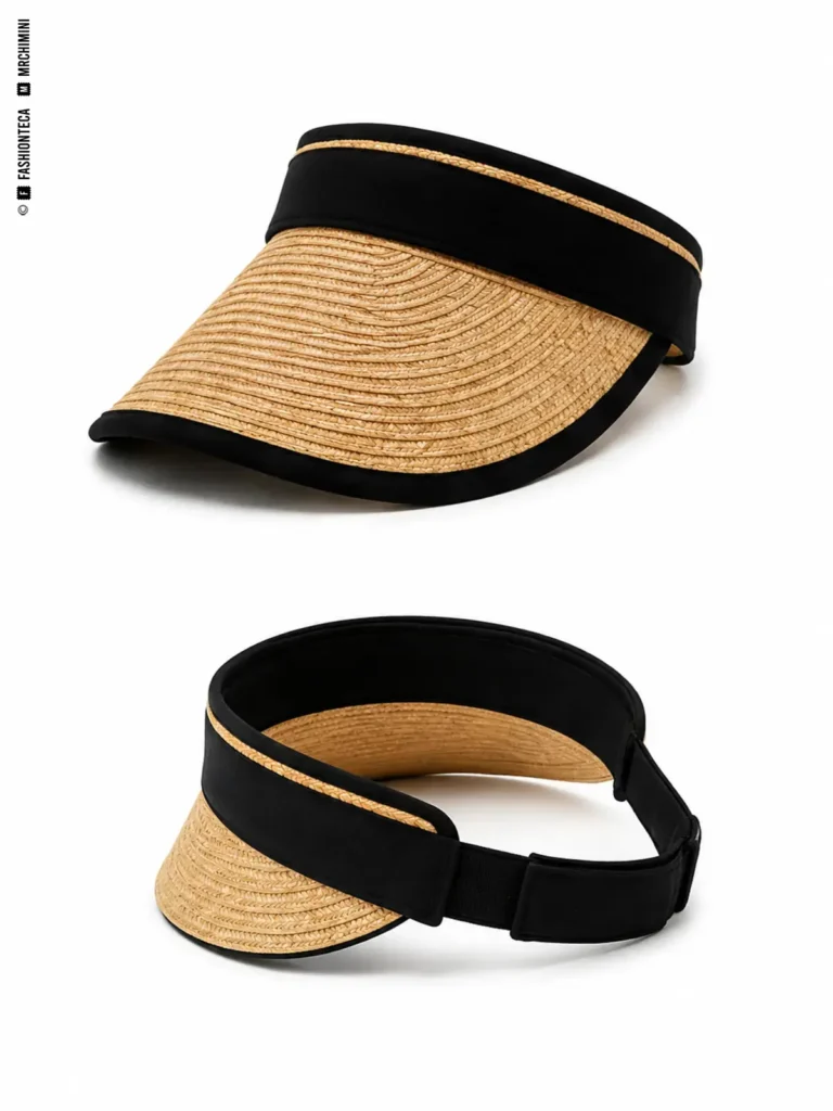 GORRA CON VISERA: fotografía de producto con vista delantera y trasera sobre fondo blanco.