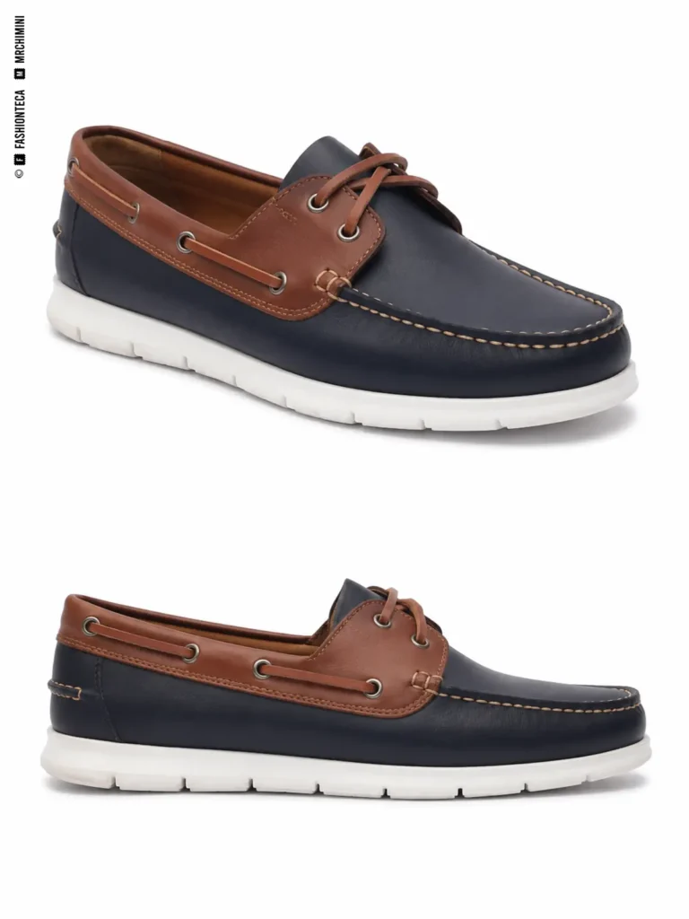 ZAPATO NÁUTICO: dos vistas de catálogo sobre fondo blanco para reconocer su silueta y construcción.