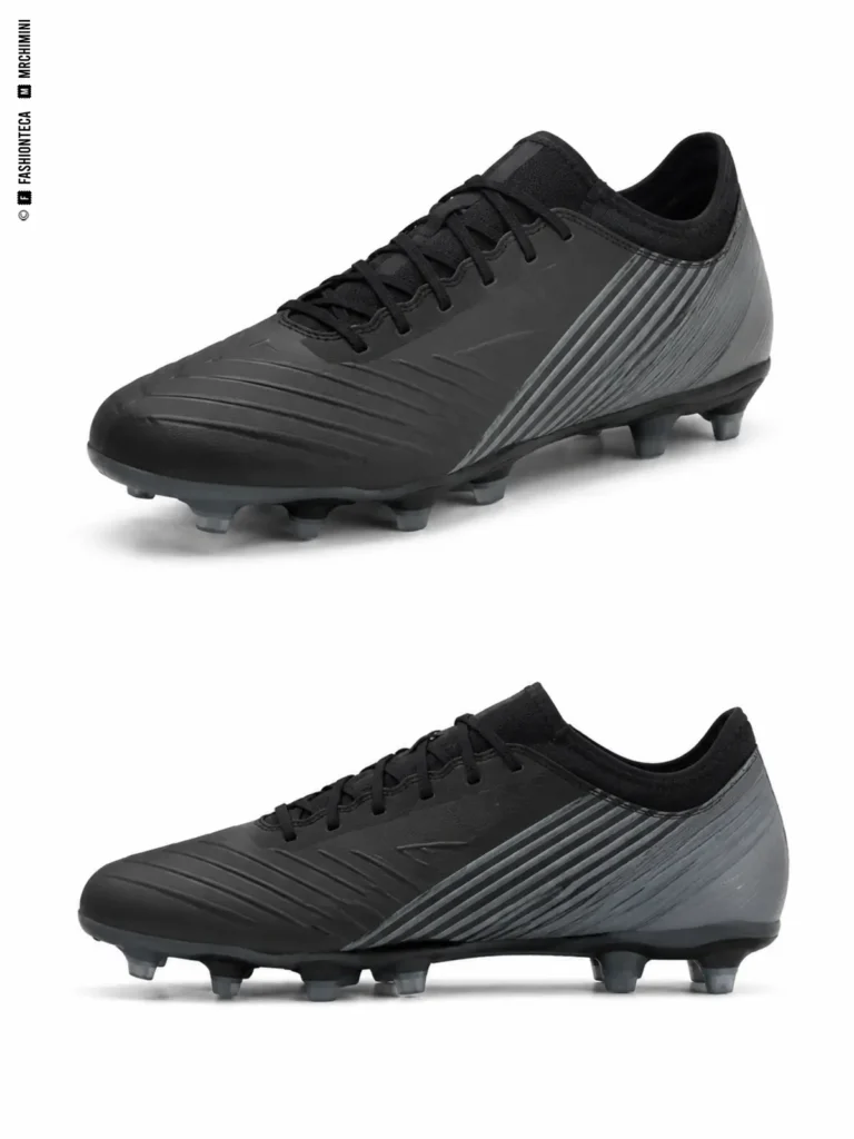 BOTA DE FÚTBOL: dos vistas de catálogo sobre fondo blanco para reconocer su silueta y construcción.