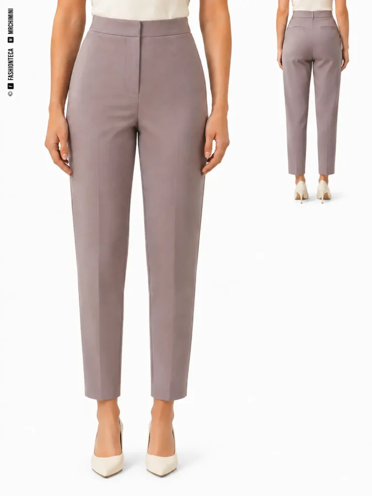 PANTALÓN CIGARRILLO: vista frontal principal y vista trasera de la misma tipología de pantalón, mostrando su silueta y construcción.