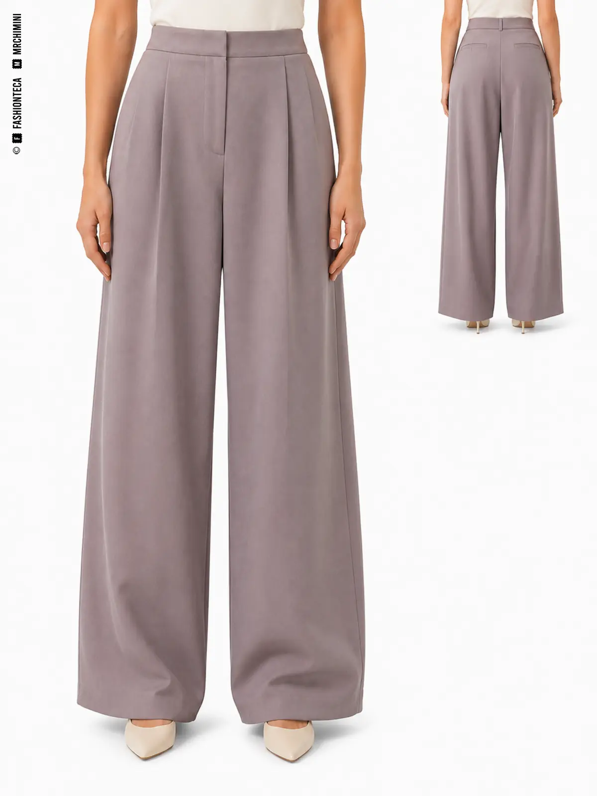 PANTALÓN BAGGY: vista frontal principal y vista trasera de la misma tipología de pantalón, mostrando su silueta y construcción.