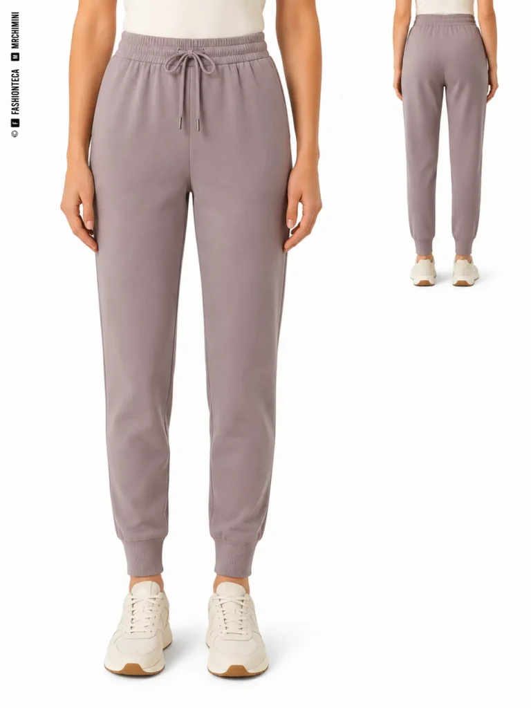 PANTALÓN JOGGER: vista frontal principal y vista trasera de la misma tipología de pantalón, mostrando su silueta y construcción.