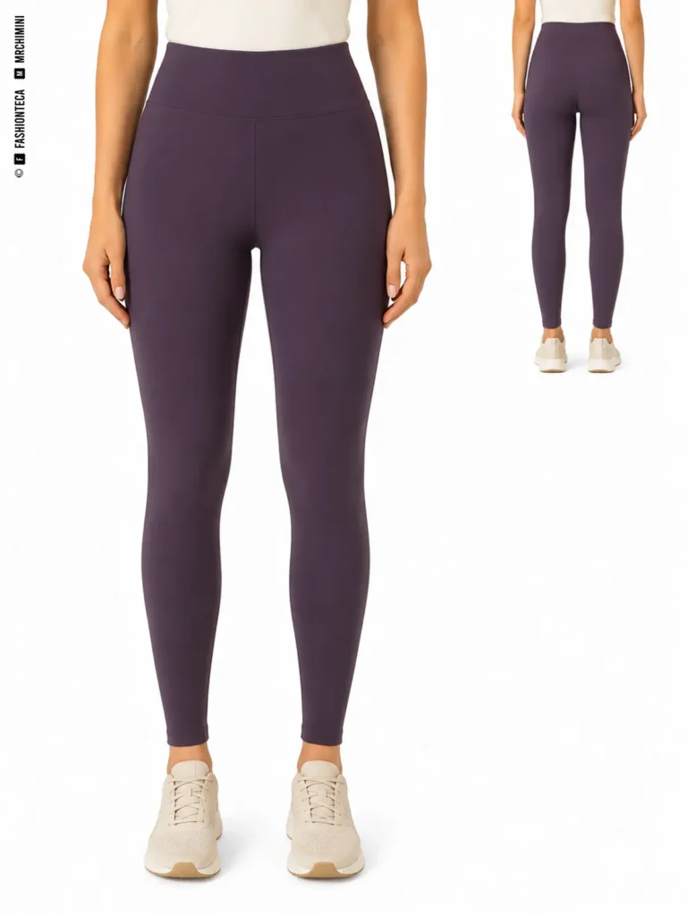 LEGGINGS O MALLAS: vista frontal principal y vista trasera de la misma tipología de pantalón, mostrando su silueta y construcción.