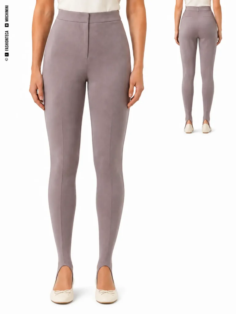 PANTALÓN CON ESTRIBO: vista frontal principal y vista trasera de la misma tipología de pantalón, mostrando su silueta y construcción.