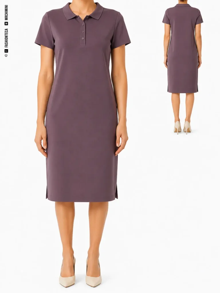 VESTIDO POLO: vista frontal principal y vista trasera de la misma tipología, mostrando su silueta y construcción.