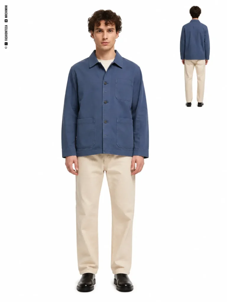 chaqueta de trabajo: vista frontal dominante y vista trasera de referencia
