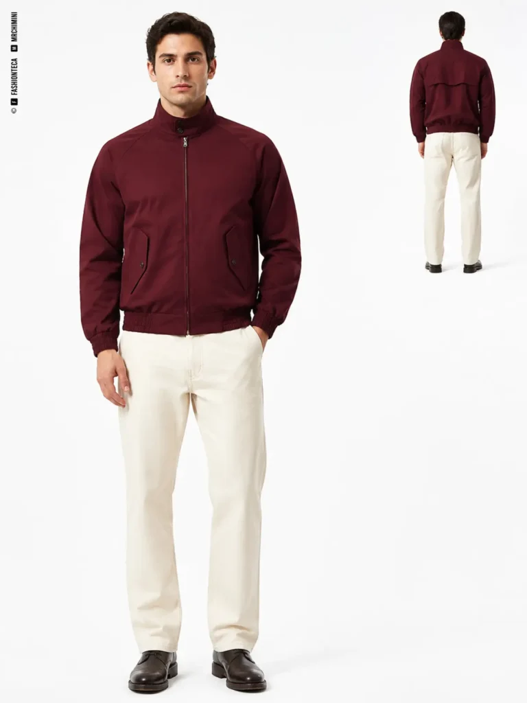 chaqueta harrington: vista frontal dominante y vista trasera de referencia