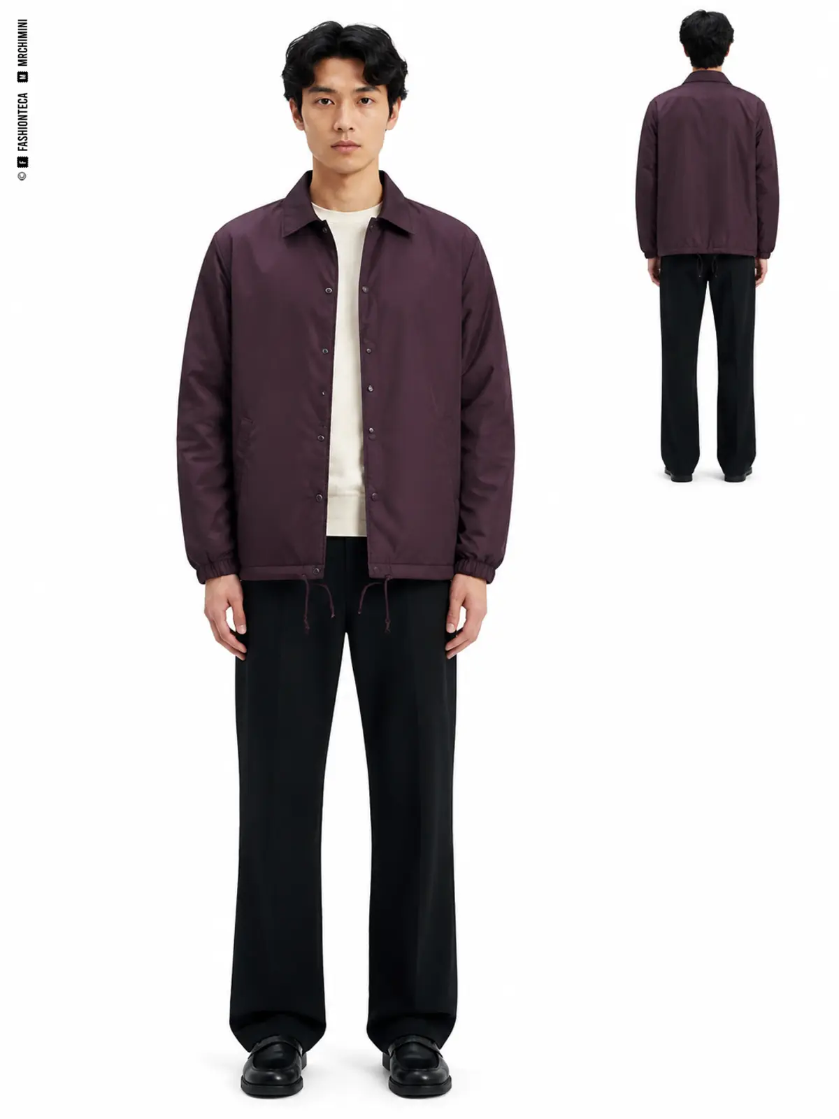 chaqueta coach: vista frontal dominante y vista trasera de referencia