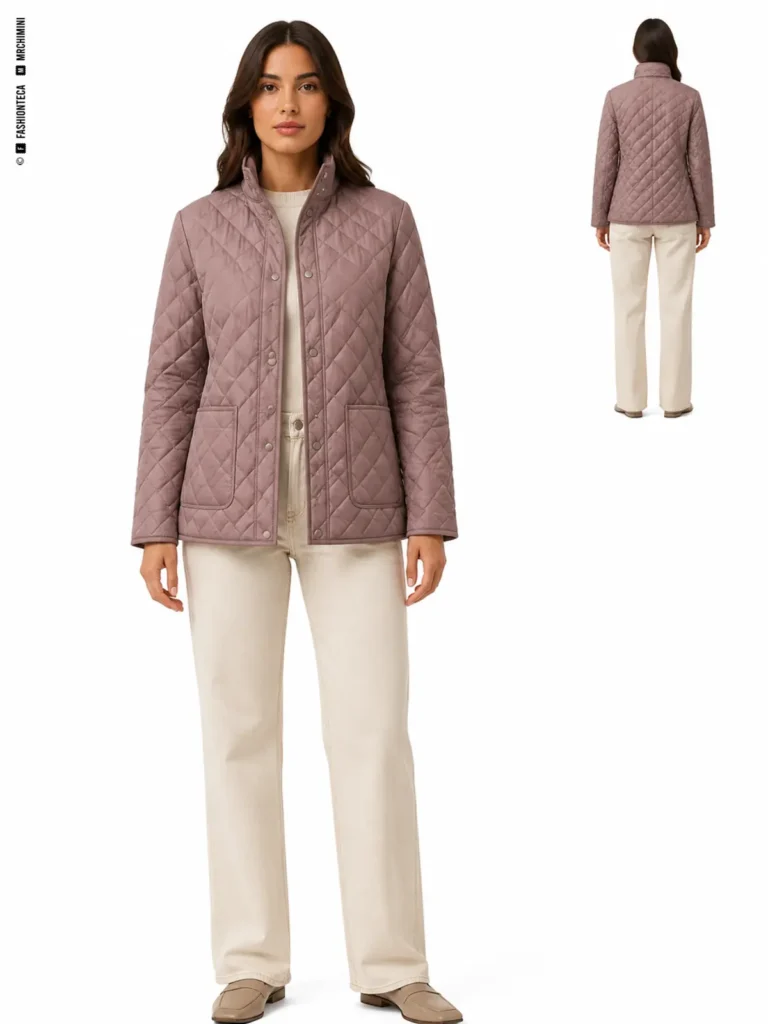 chaqueta acolchada: vista frontal dominante y vista trasera de referencia