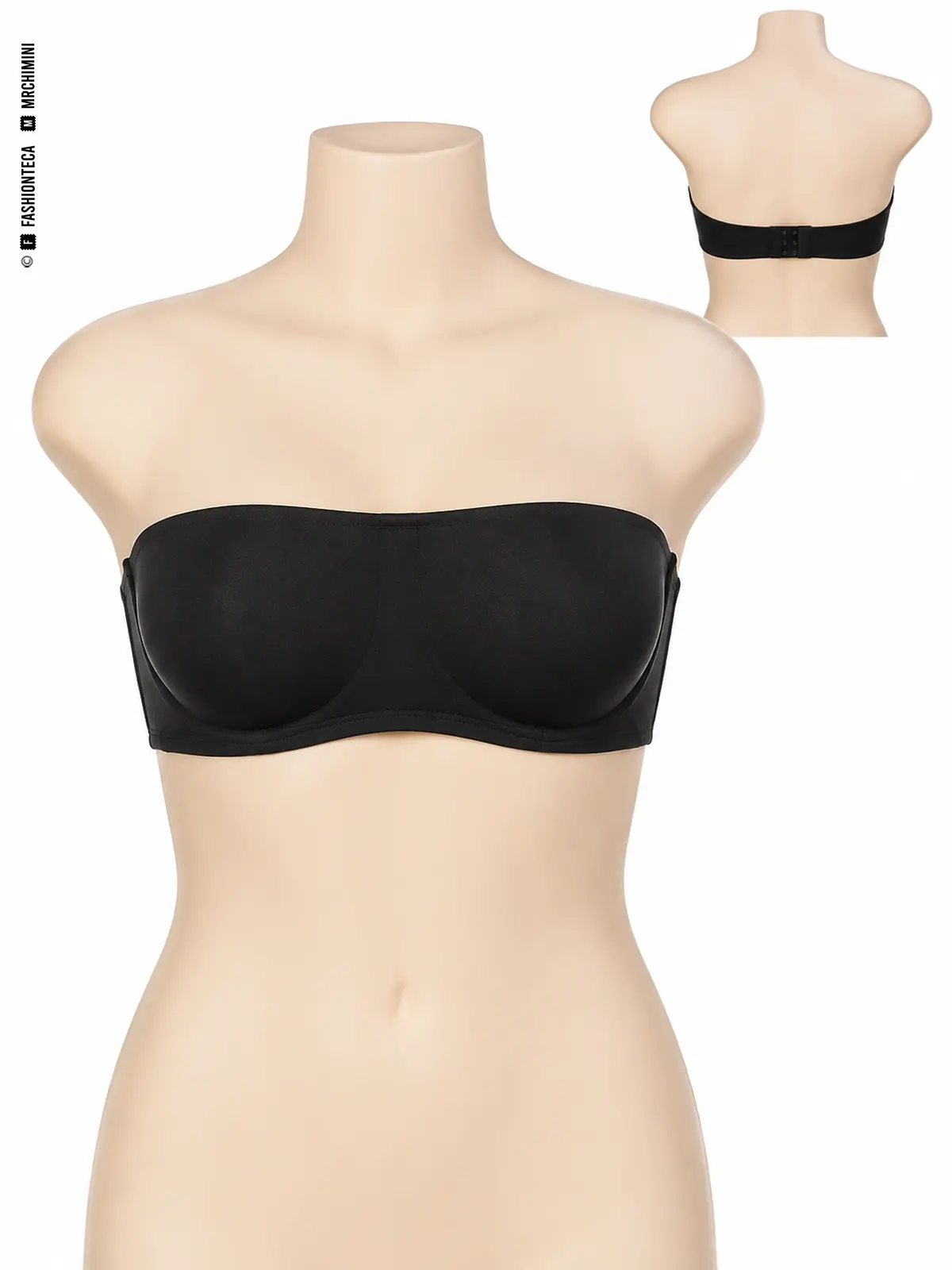 sujetador bandeau / palabra de honor: vista frontal dominante y vista posterior de referencia