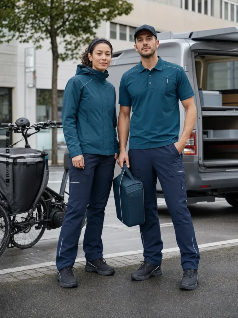 uniforme de servicios postales y reparto: imagen editorial didáctica de moda