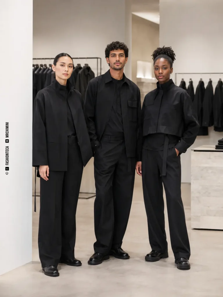 uniforme de comercio y retail: imagen editorial didáctica de moda