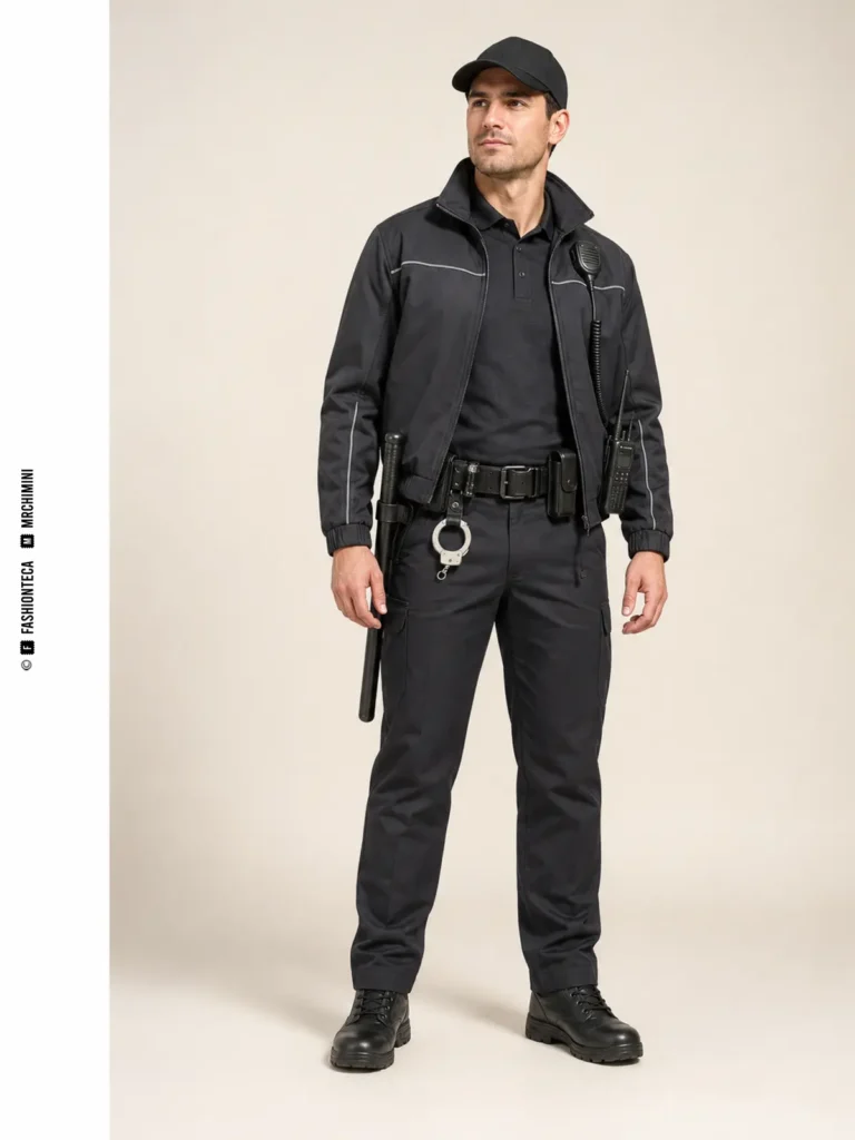 uniforme de seguridad privada: imagen editorial didáctica de moda