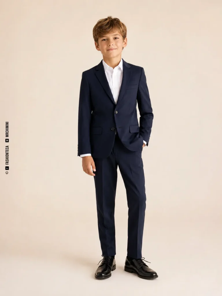 niño con traje de ceremonia infantil azul marino de sastrería ligera