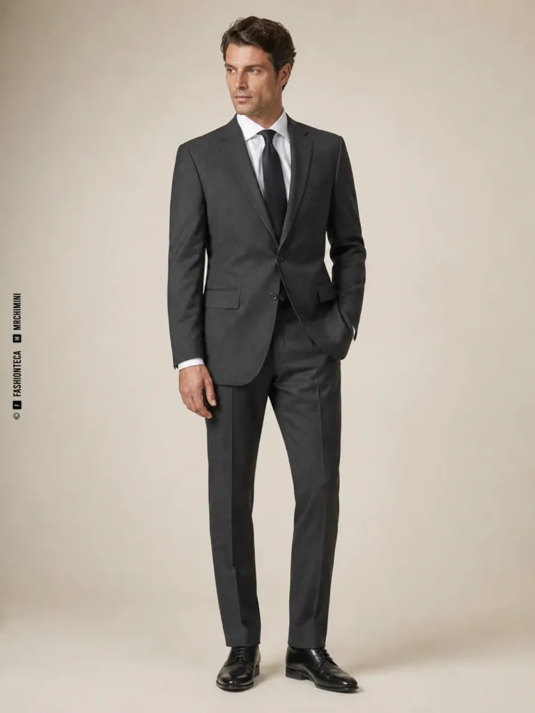 hombre con traje de dos piezas gris de chaqueta y pantalón coordinados