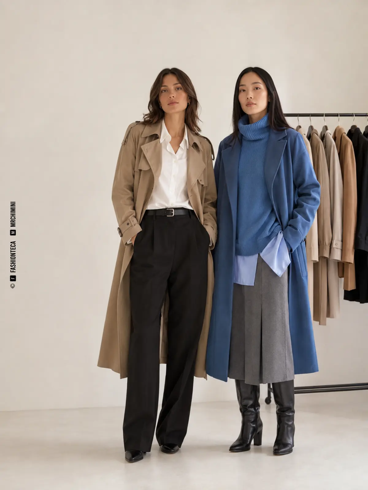 BÁSICOS PERMANENTES FRENTE A PRODUCTO DE TEMPORADA — FASHIONTECA básicos permanentes frente a producto de temporada: imagen editorial didáctica de moda