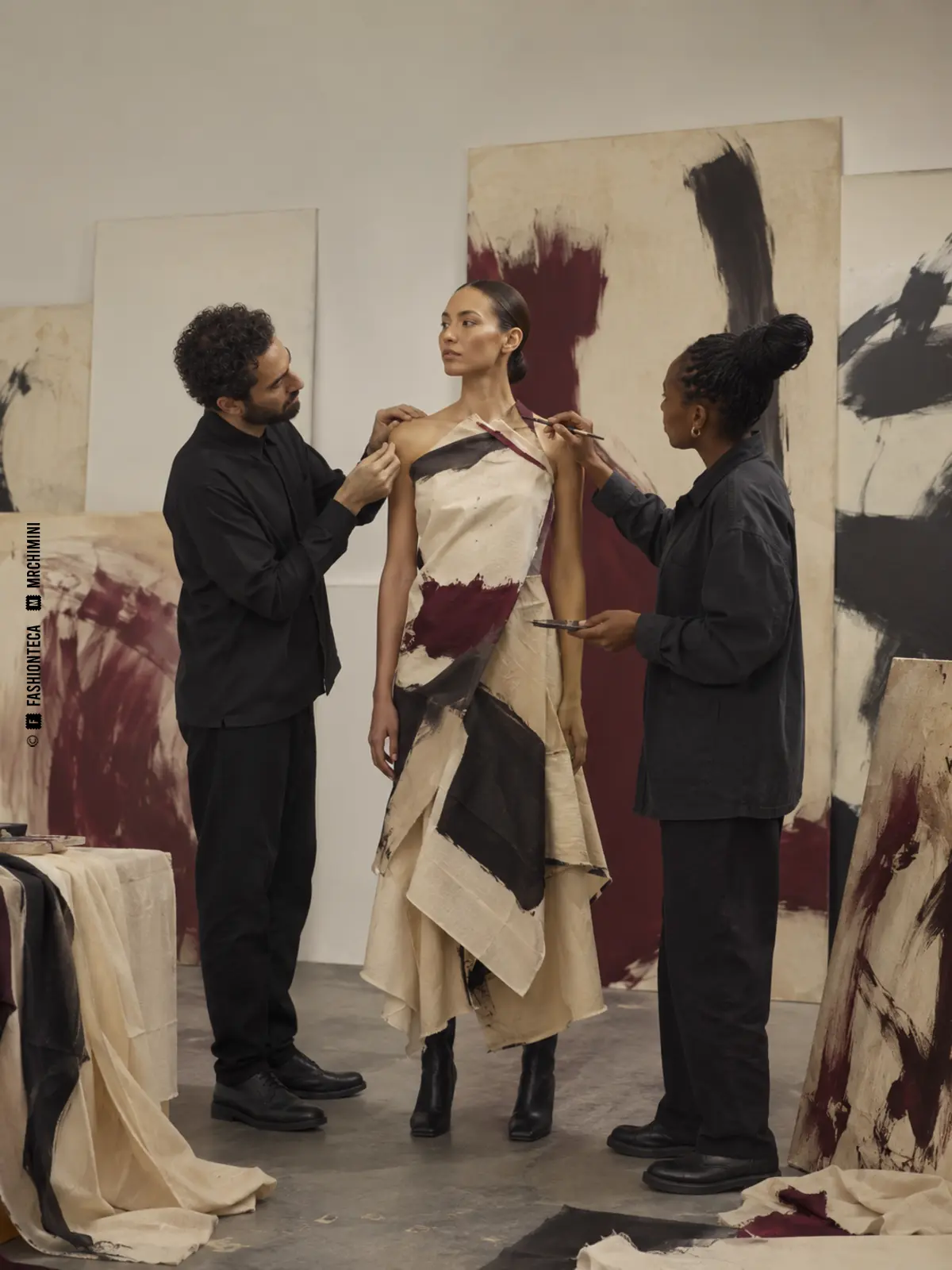 colaboraciones entre moda, arte y cultura: imagen editorial didáctica de moda