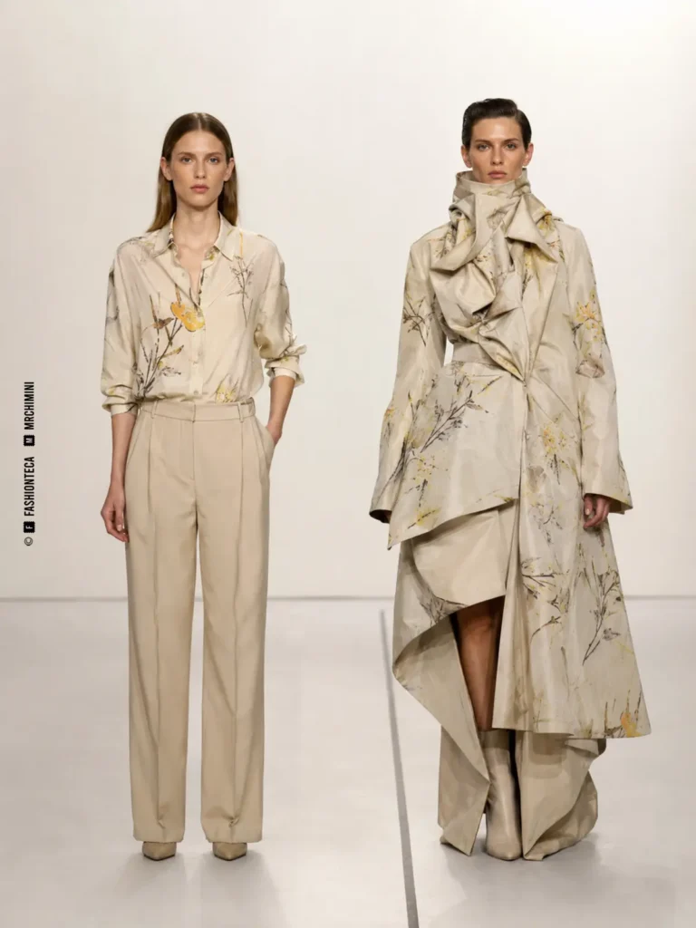 colección comercial y colección de pasarela: imagen didáctica editorial con personas y prendas identificables