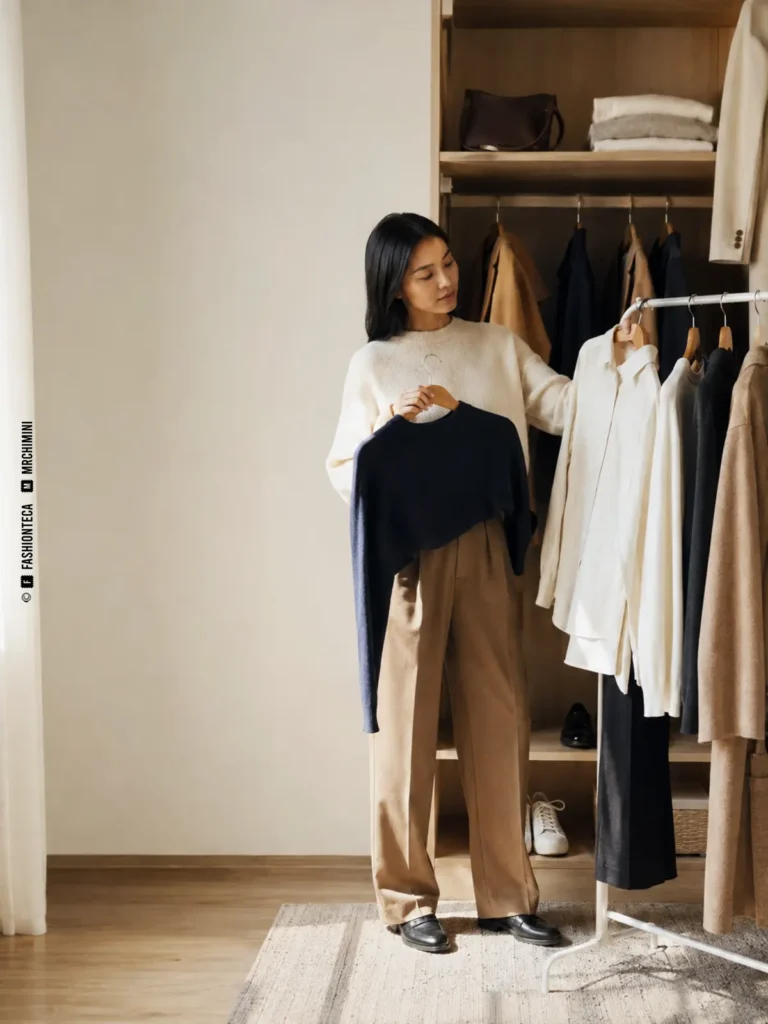 armario cápsula y consumo responsable: imagen editorial didáctica de moda