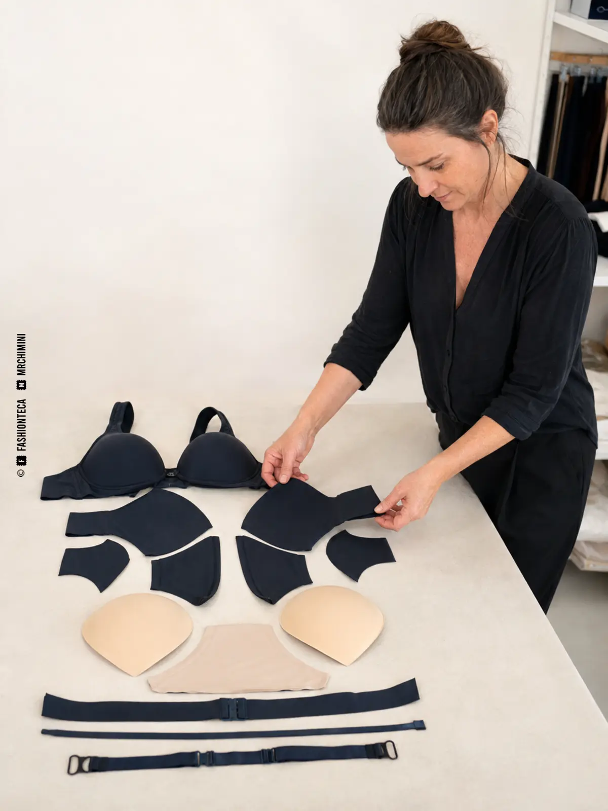 patronaje de copas en ropa de baño: imagen editorial didáctica de moda