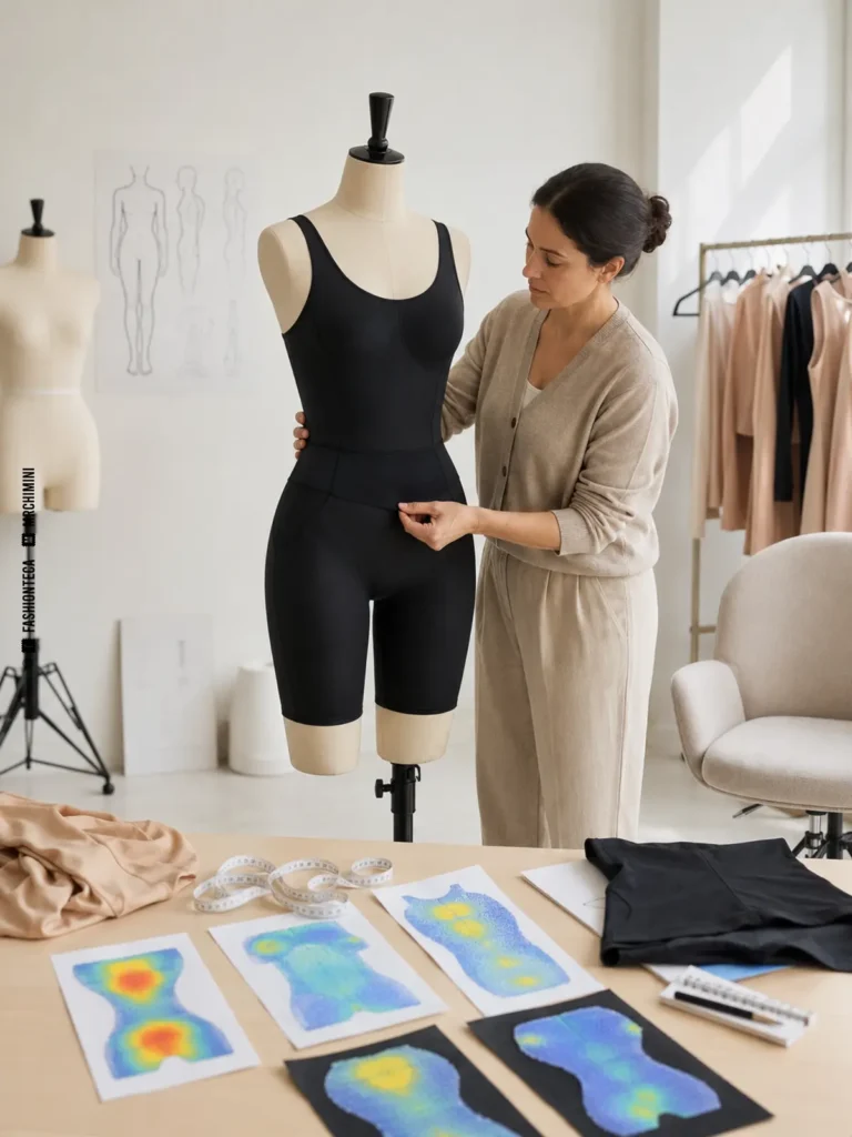 confort y seguridad en prendas moldeadoras: imagen editorial didáctica de moda