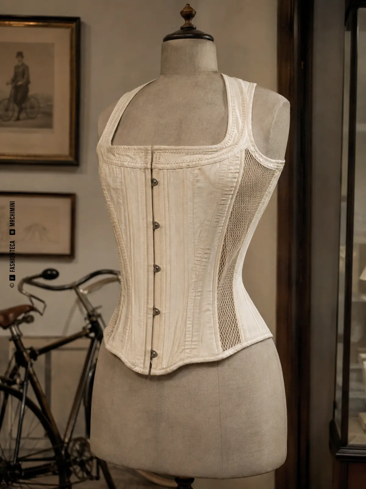 corsé deportivo histórico: imagen editorial didáctica de moda