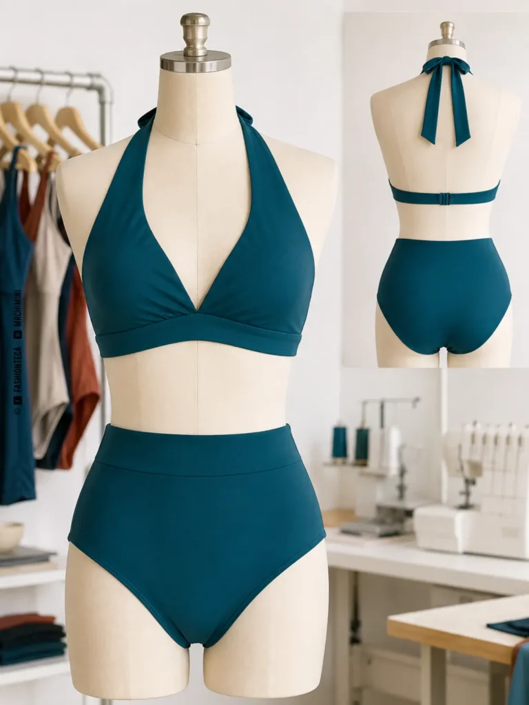 bikini halter: imagen editorial didáctica de moda