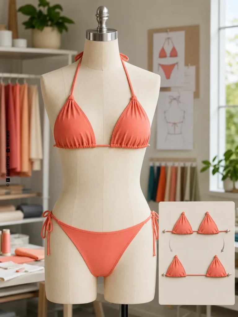 bikini de cortina: imagen editorial didáctica de moda