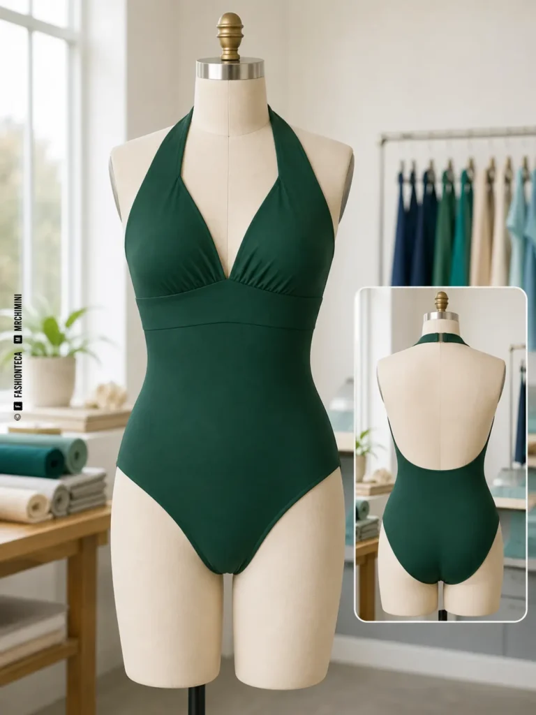 bañador halter: imagen editorial didáctica de moda