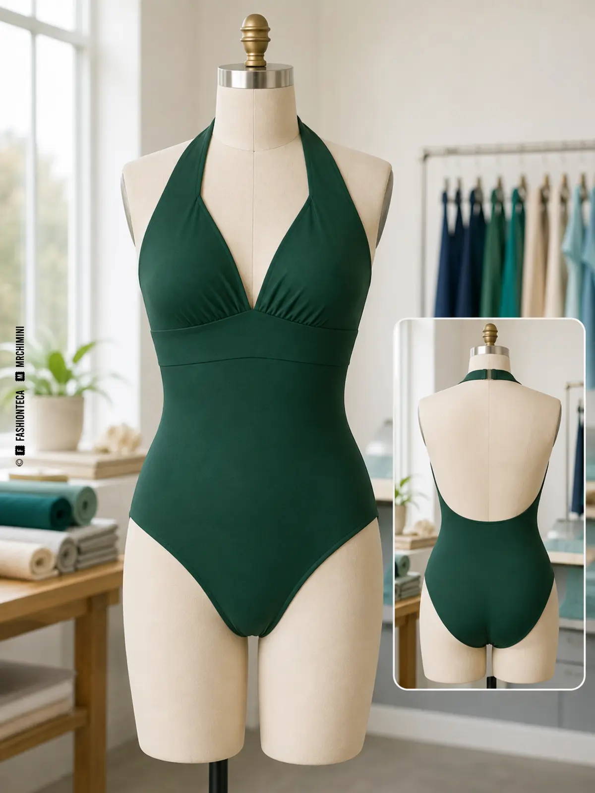 bañador halter: imagen editorial didáctica de moda