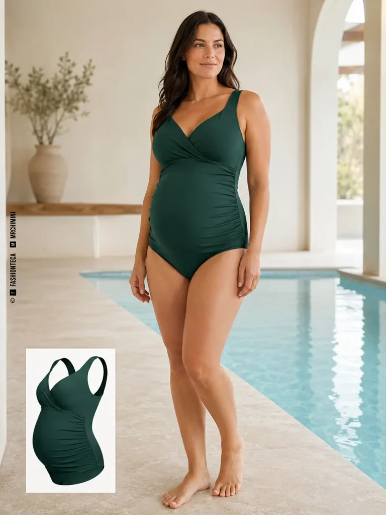 ropa de baño premamá: imagen editorial didáctica de moda