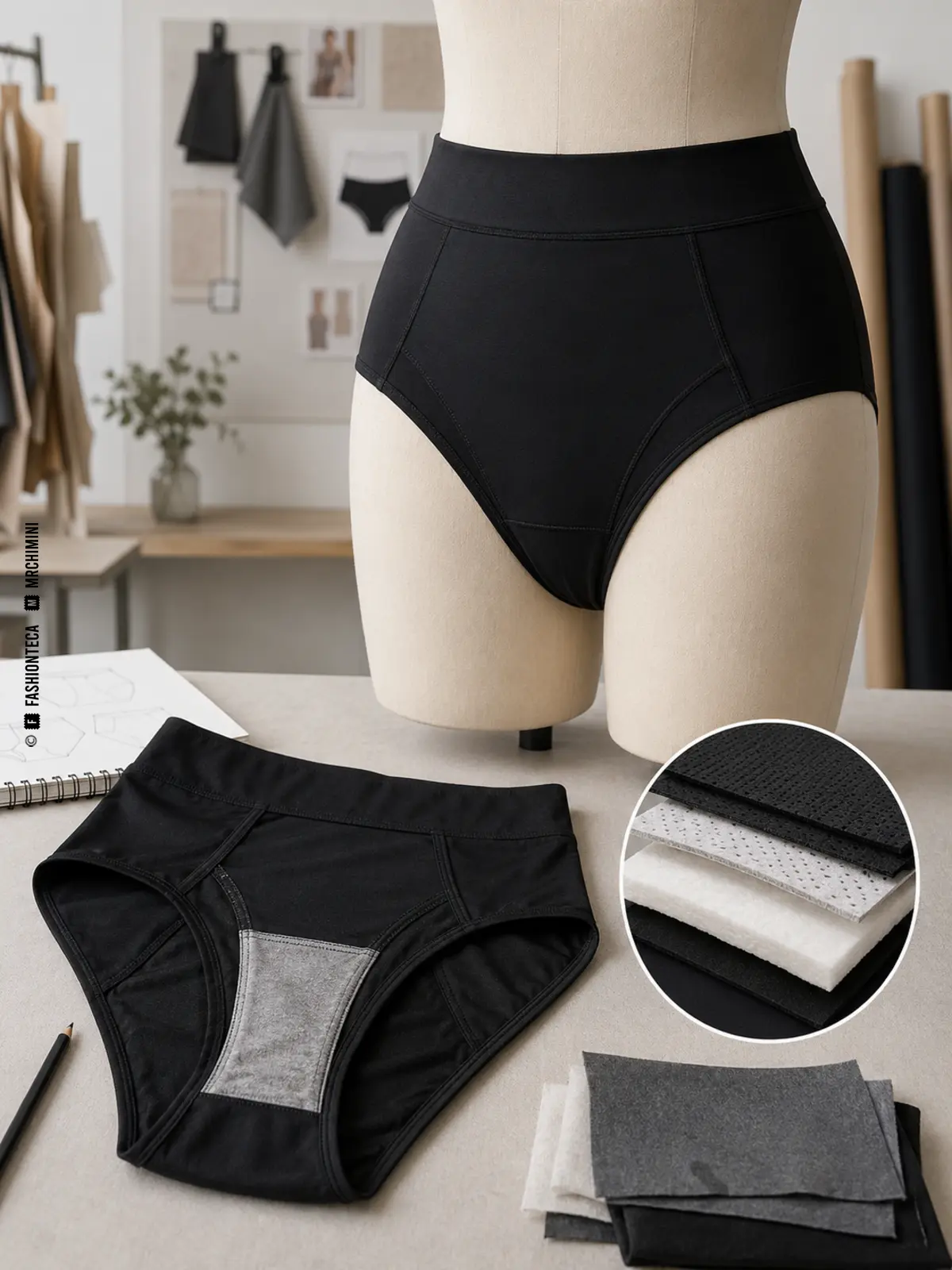 ropa interior menstrual: imagen editorial didáctica de moda
