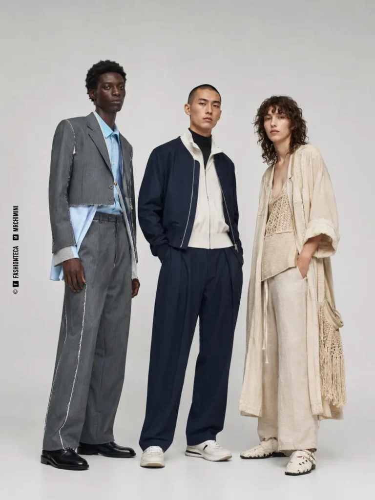 moda contemporánea: imagen didáctica editorial con personas y prendas identificables