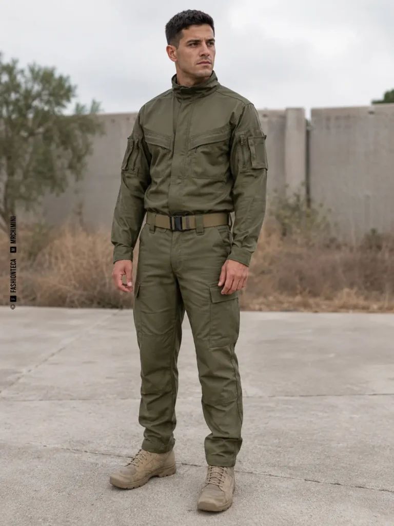 uniforme militar: imagen editorial didáctica de moda