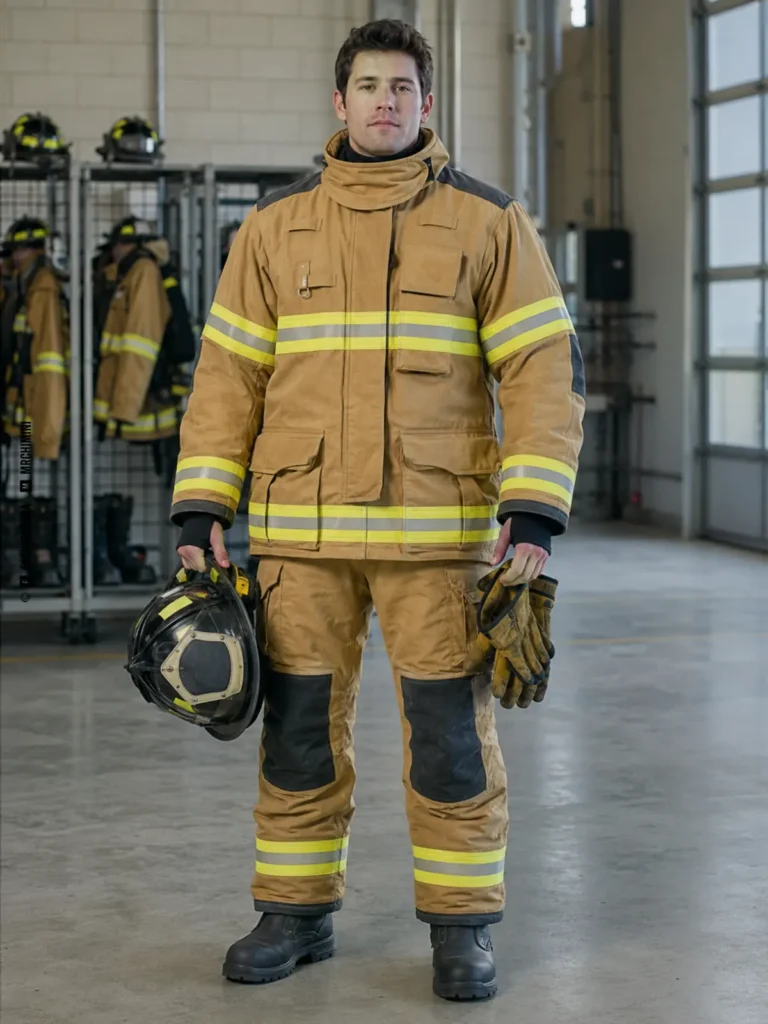 uniforme de bomberos: imagen editorial didáctica de moda