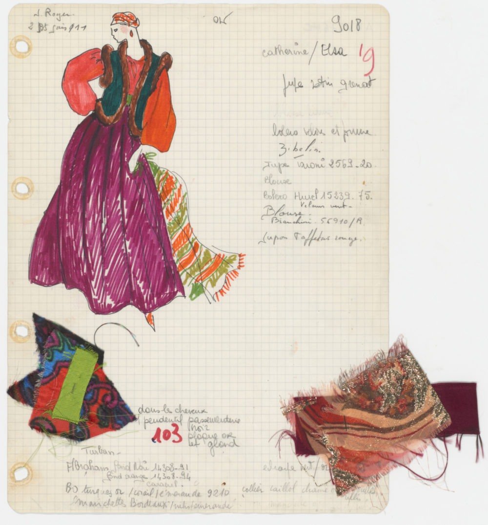 Figurín con muestras textiles