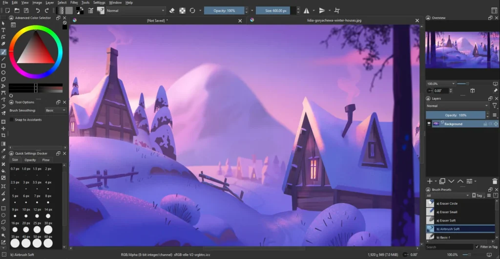 Pintura digital y organización de herramientas en Krita